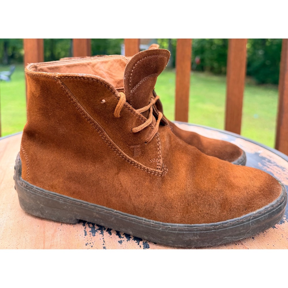 Tods Womens Brown Suede Lace Up Ankle Booties Vibram Sole Size 37 Made in Italy